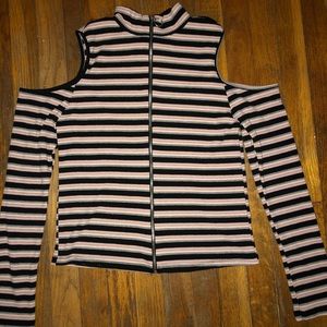 Striped Zip Up Long Sleeve